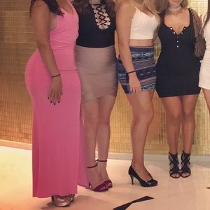 Pink stretch maxi dress